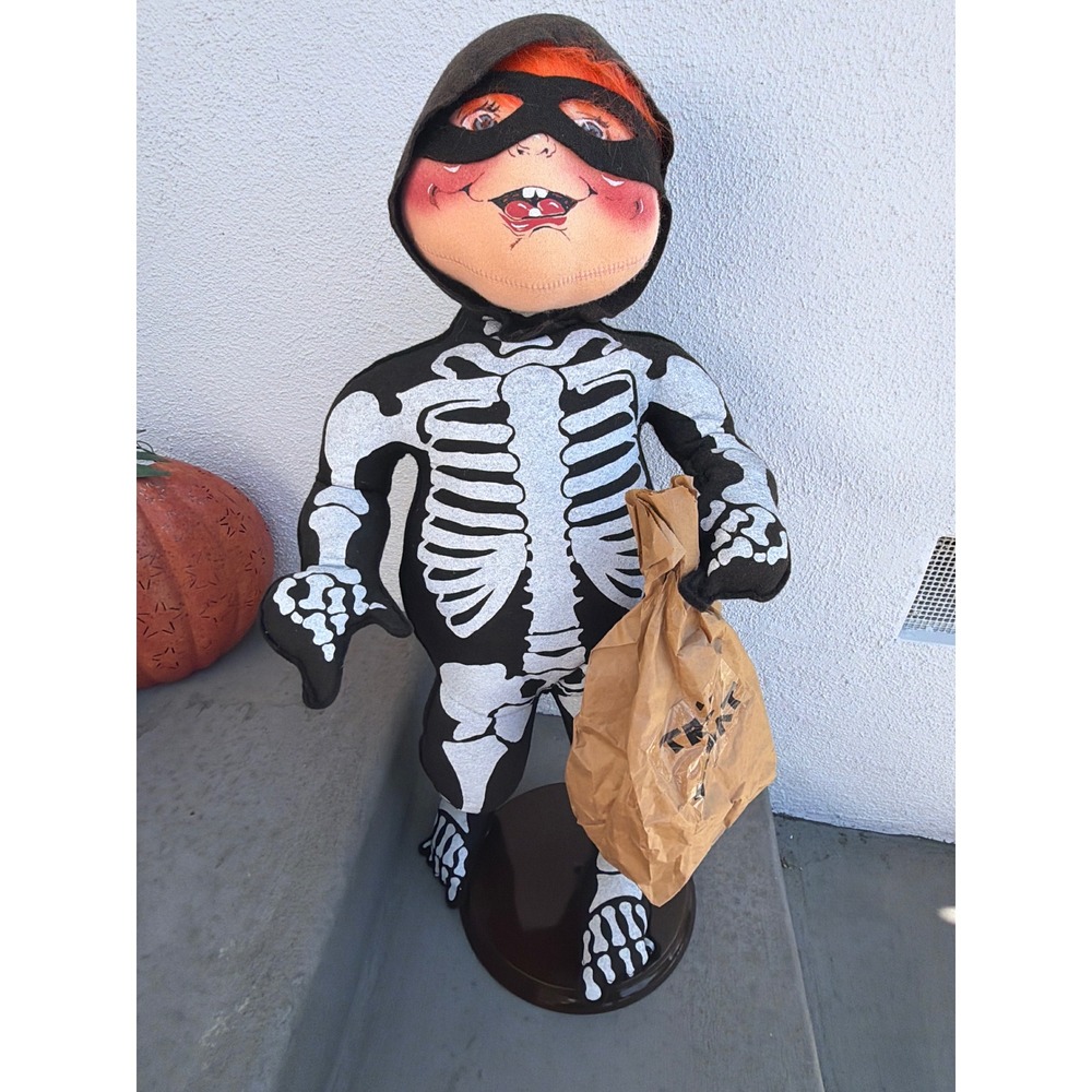 Annalee Halloween Skeleton Doll 1996 Vintage Large 27 Inch Trick or Treat Decor